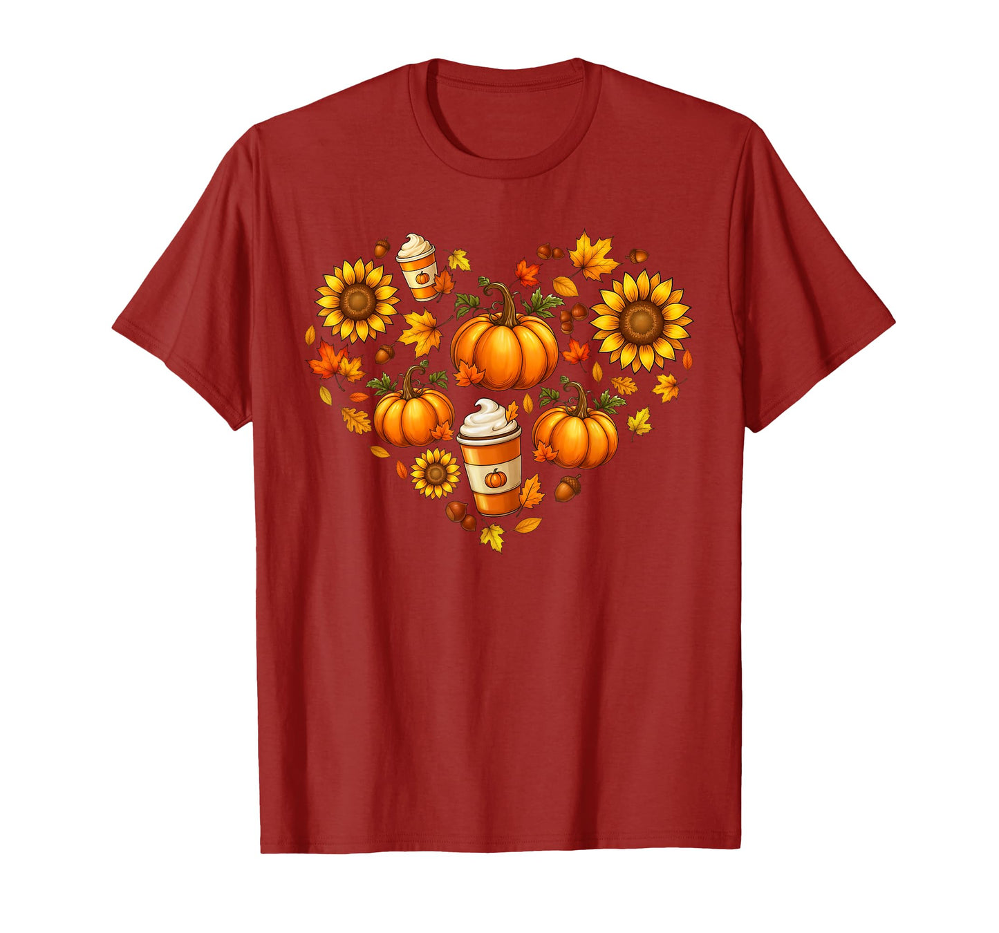 Pumpkin Maple Leaf Sunflower Heart Fall Autumn Women Men Kid T-Shirt