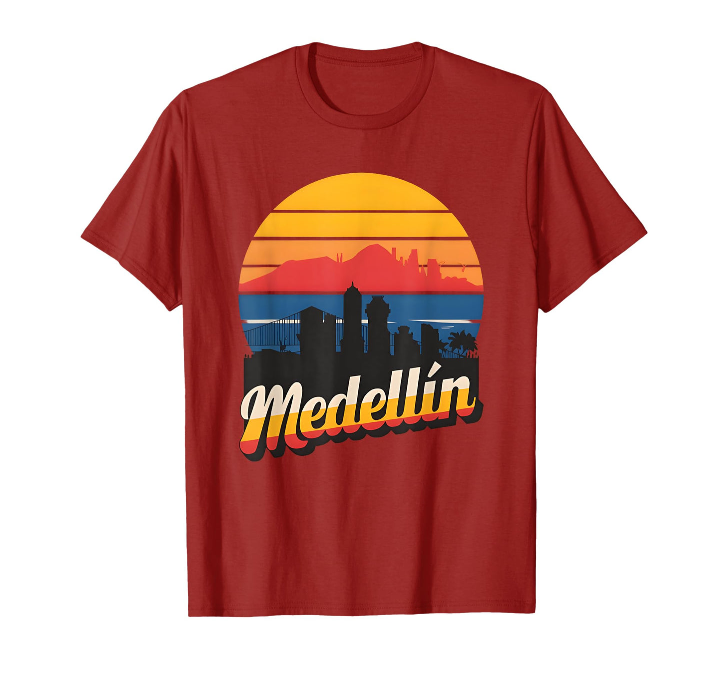 Medellin Colombia Retro Vintage Sunset Skyline Medellin T-Shirt