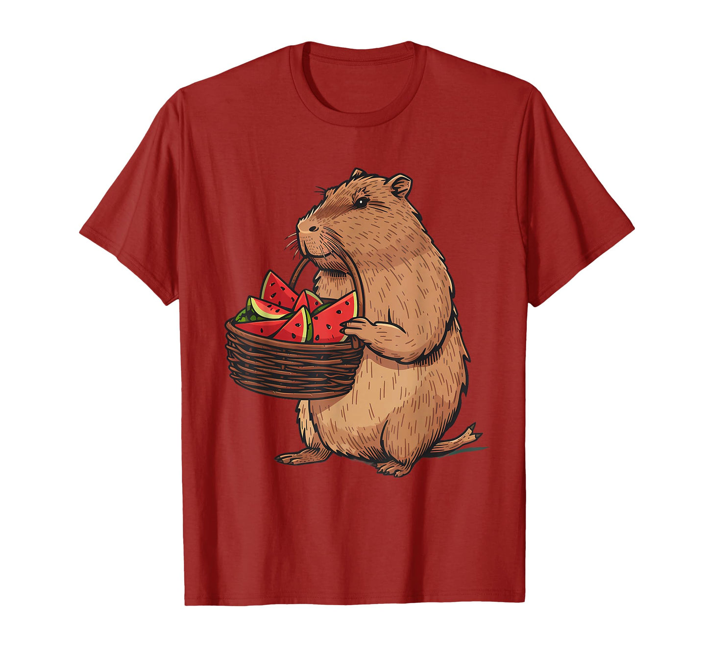 Watermelon Capybara Wildlife Artwork Nature Capybara Lover T-Shirt