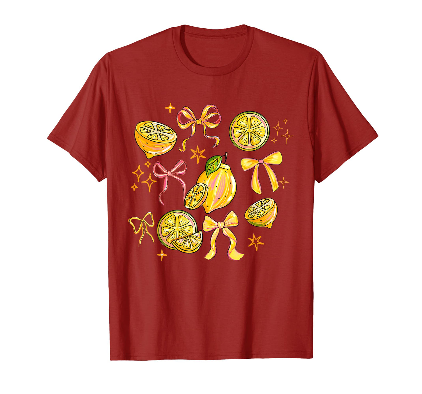 Cute Lemon Tropical Fruits Coquette Bows Summer Girl Women T-Shirt