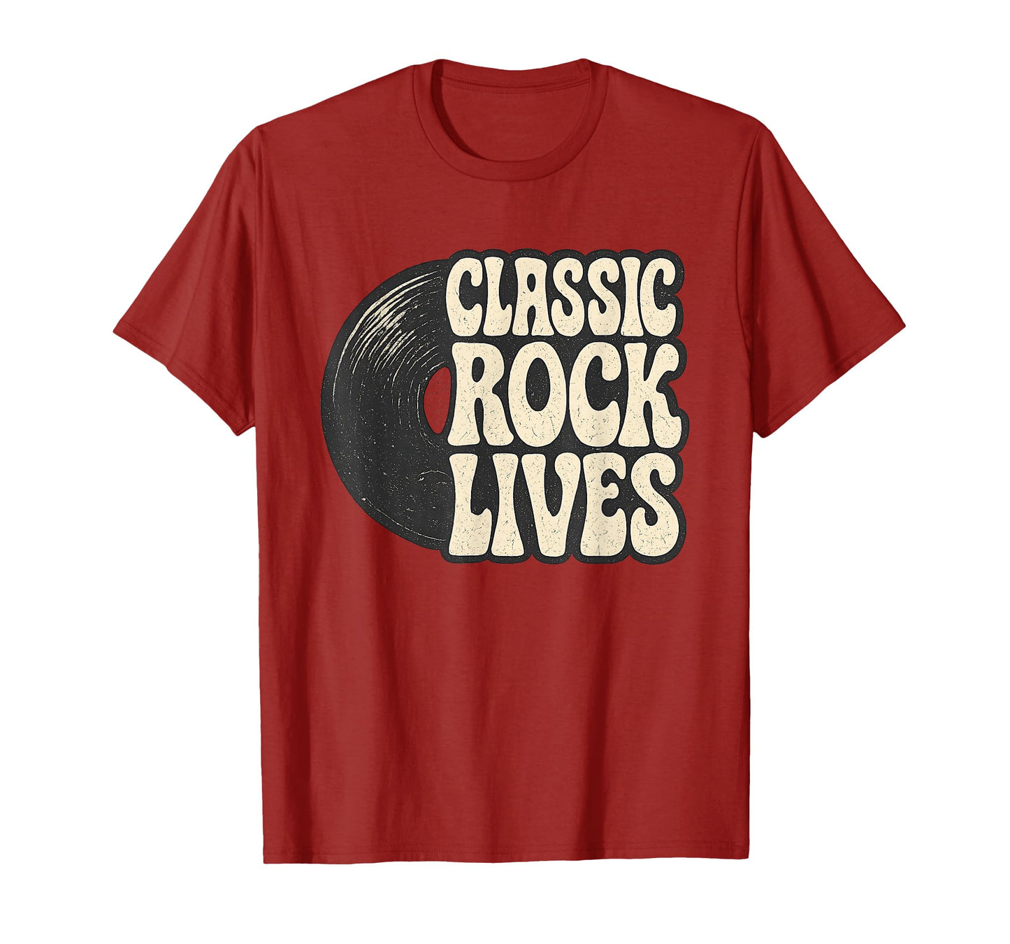 Funny Retro 70s 80s Music Vinyl Record Classic Rock Lives T-Shirt