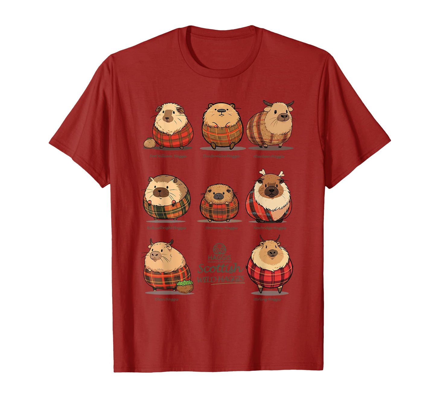 Haggis Wildlife Foundation Unisex-Adults Haggis Scottish Wild Haggis T-Shirt Black Small Classic Fit Mandarin Collar Crew Neck Short Sleeve