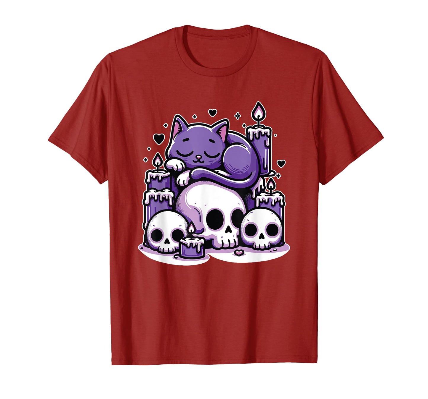 Kawaii Pastel Goth Cute Creepy Cat Candles Skeleton Men Women Girls Kids T-Shirt