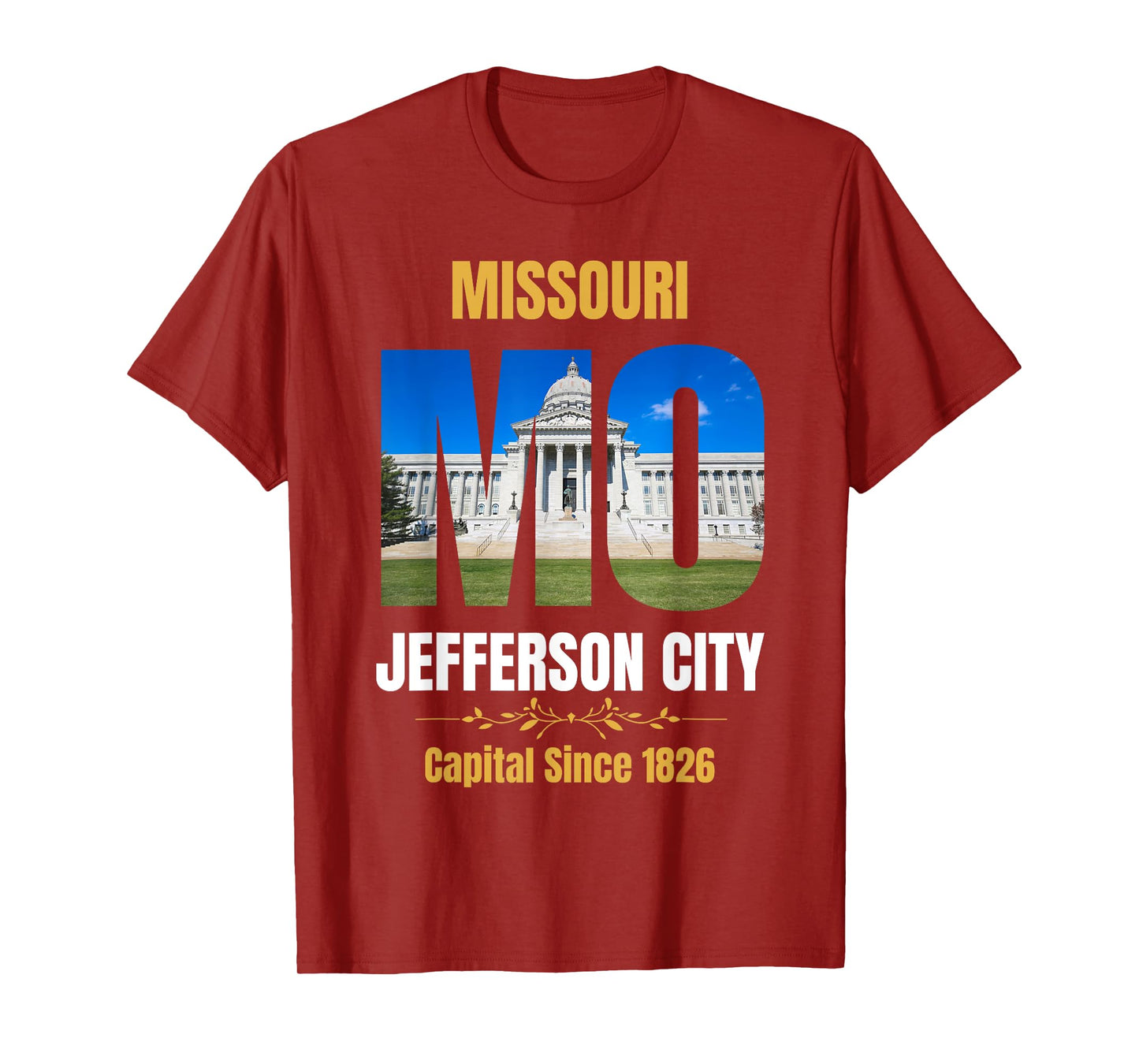 Jefferson City, State Capital of Missouri, Souvenir T-Shirt, Unisex-Adults, Black, Small, Short Sleeve, T-Shirt