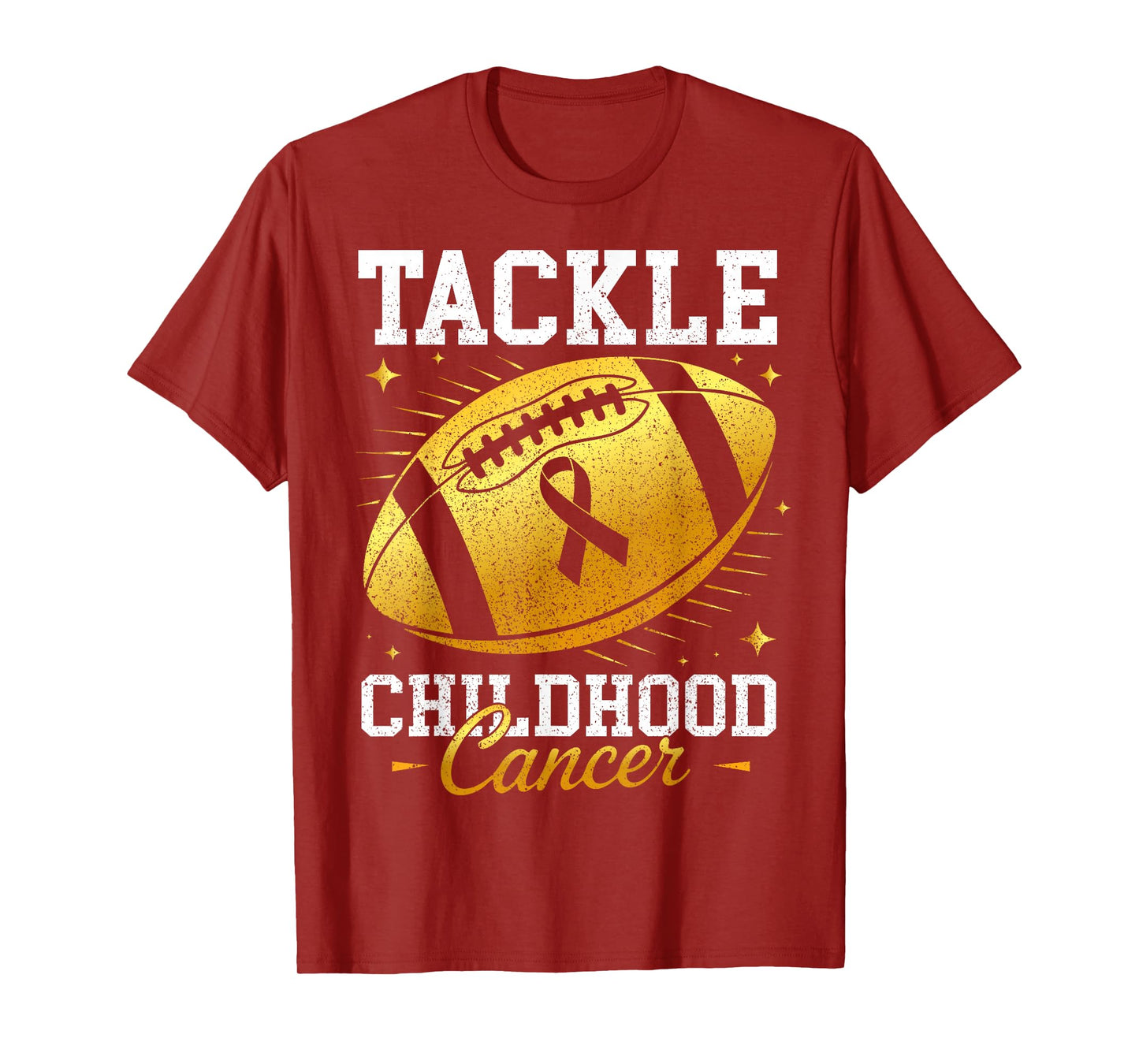 Football Gold Ribbon Tackle Childhood Cancer Awareness Kids T-Shirt