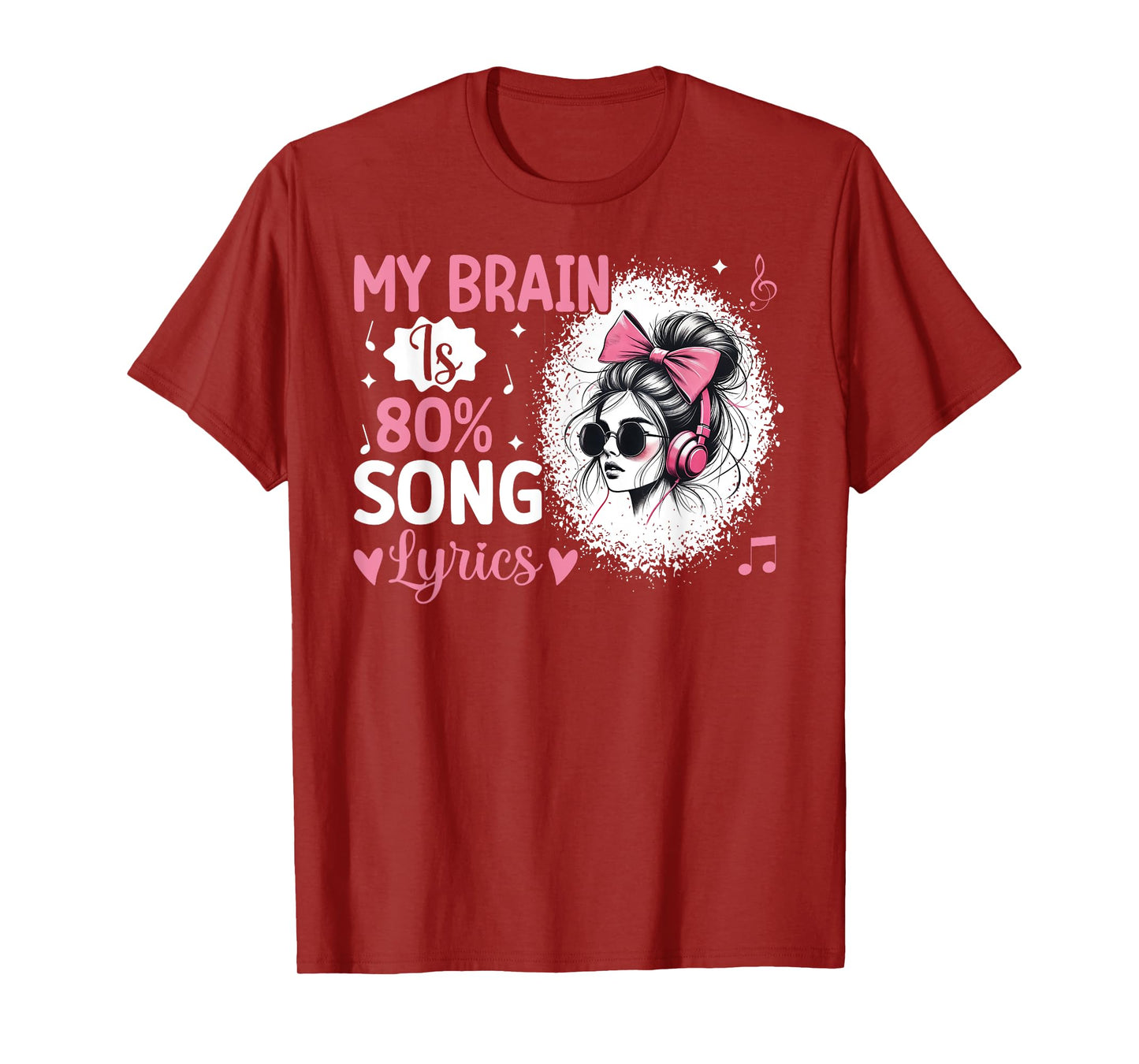 My Brain Is 80% Song Lyrics Funny Vintage Music Lover Life T-Shirt