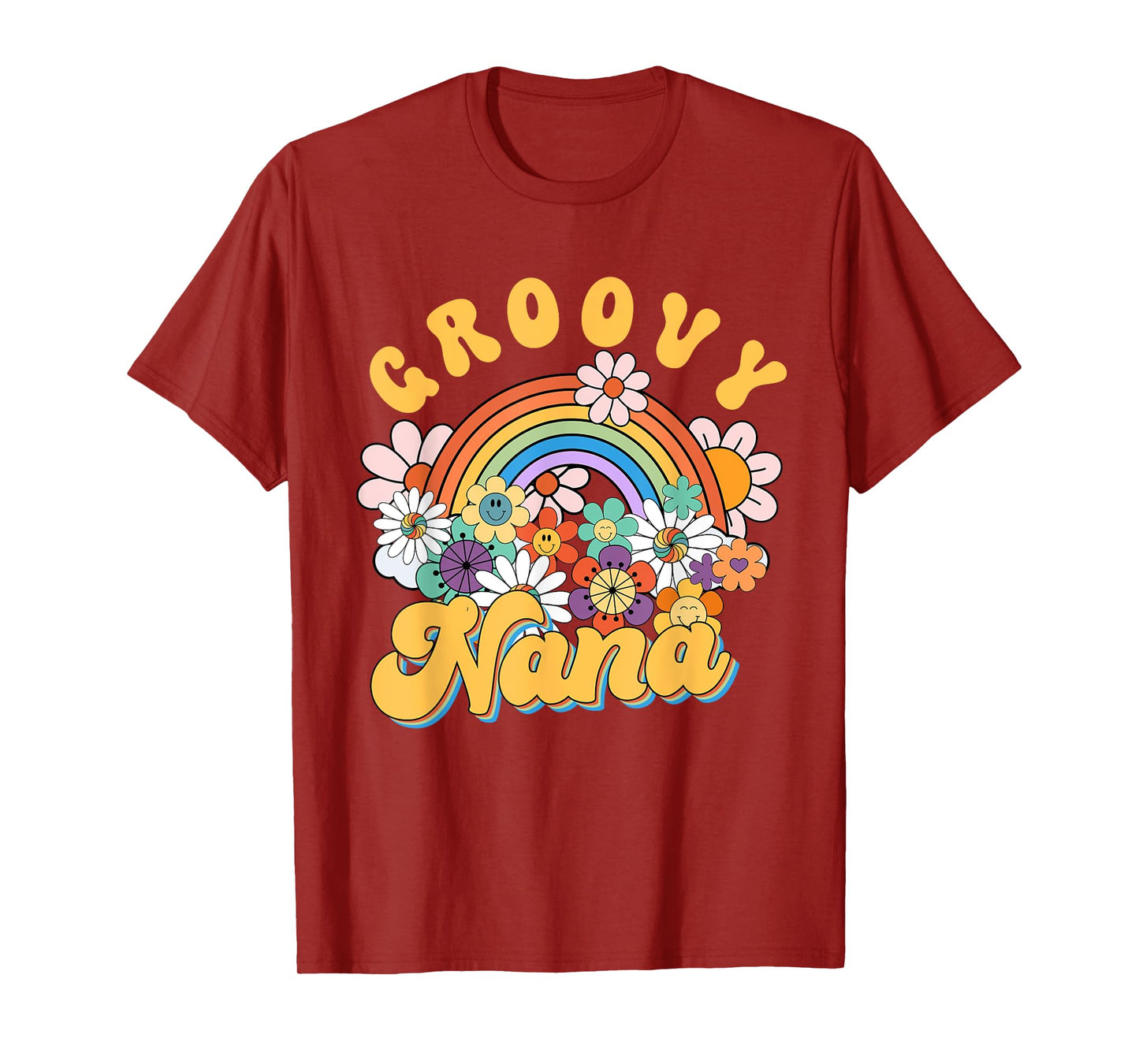 Groovy Nana Rainbow Colorful Flowers Mother's Day T-Shirt