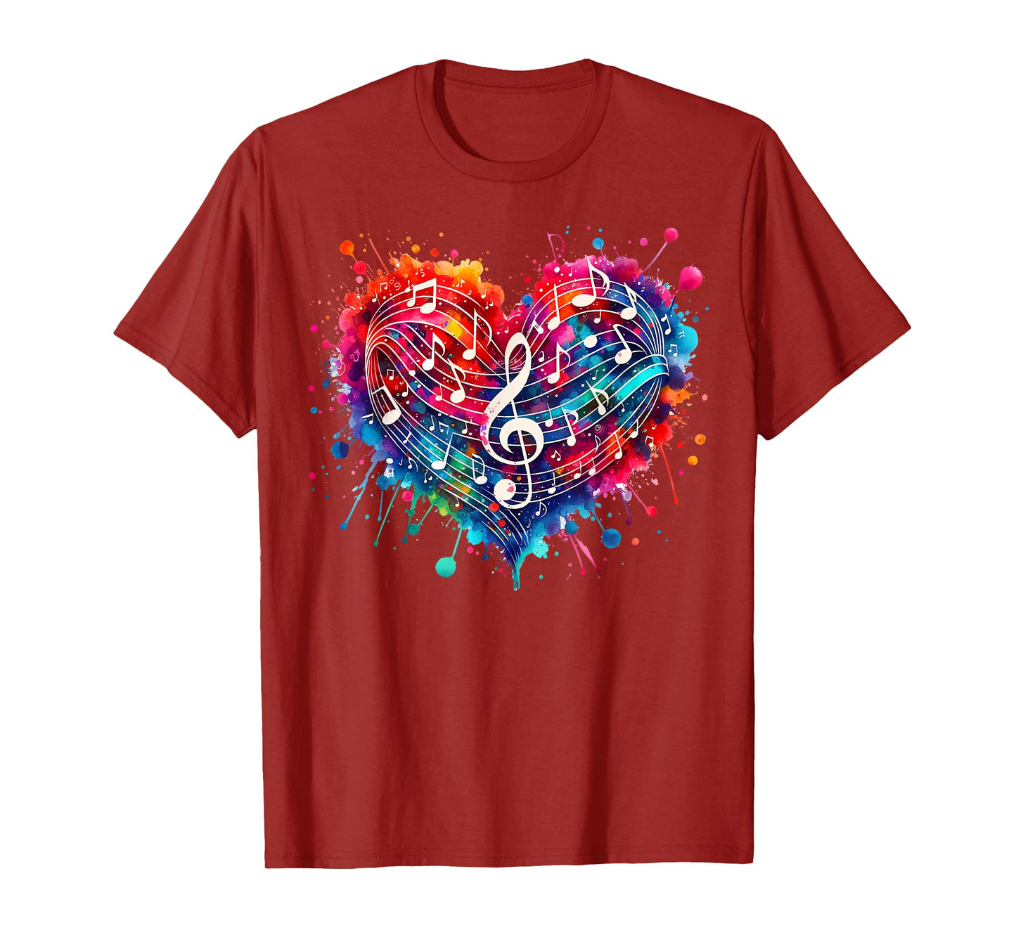 Funny Colorful Musical Notes Heart Treble Clef Music Lover T-Shirt