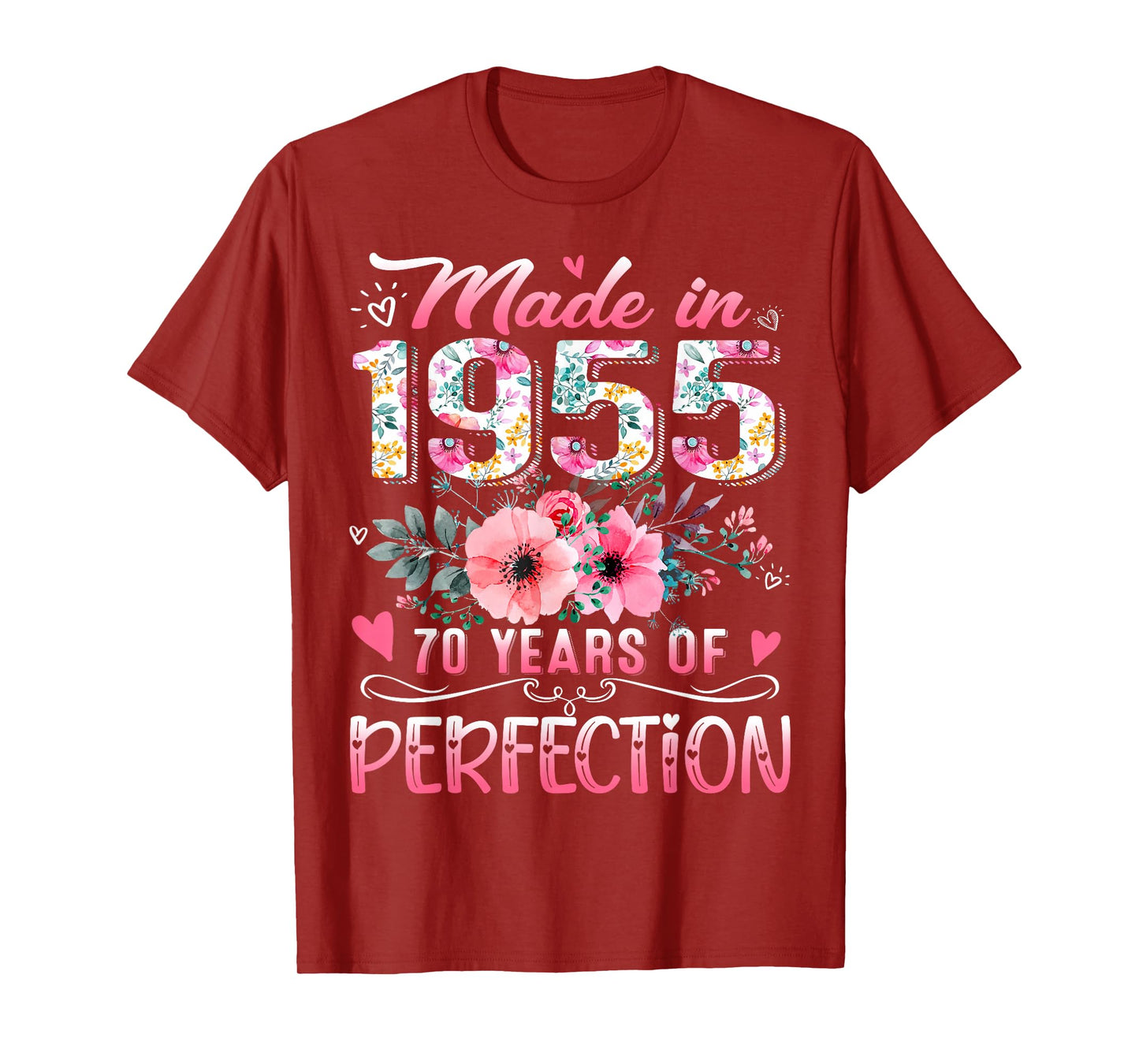 Made In 1955 Floral 70th Birthday 70 Years Of Perfection T-Shirt