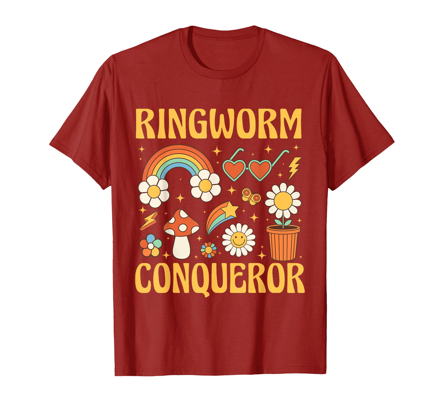 Ringworm Conqueror Ironic Medical Humor Retro Groovy T-Shirt