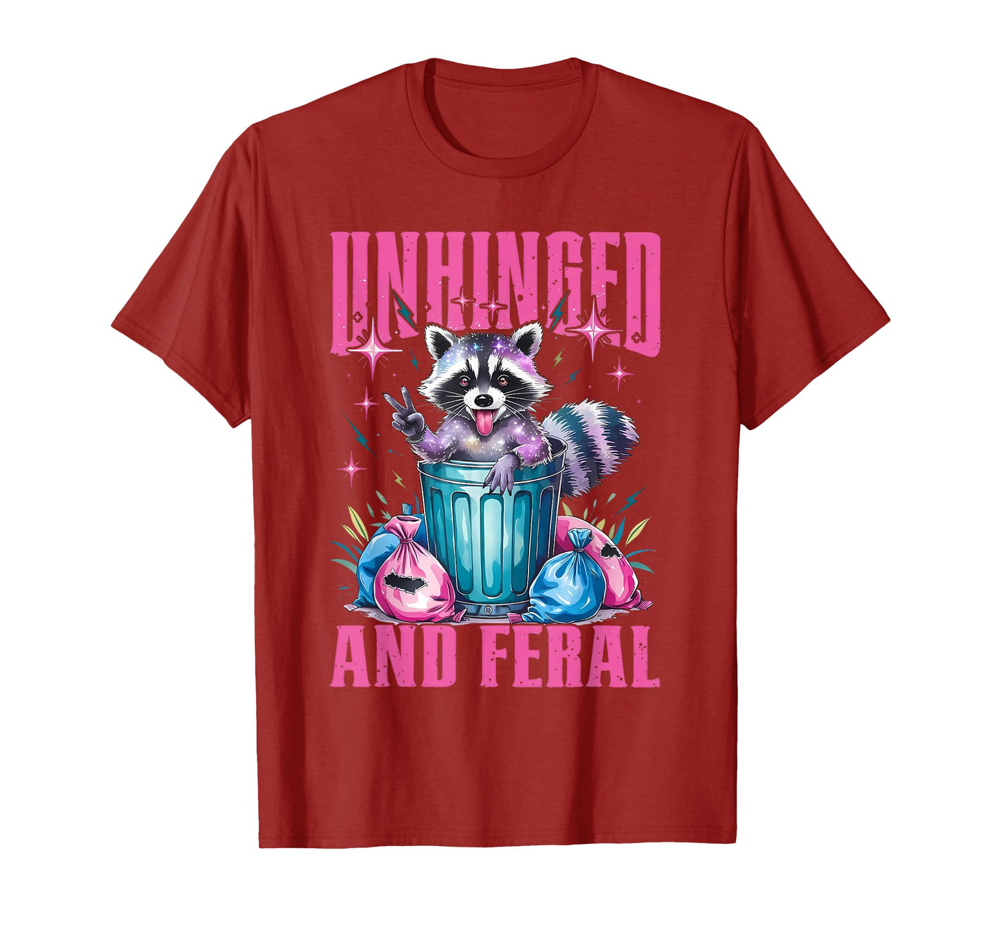 Raccoon Unhinged And Feral Retro T-Shirt