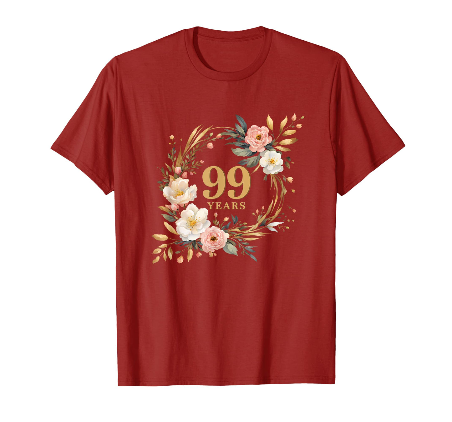 99 Years Celebration Watercolor Birthday Floral for Women T-Shirt