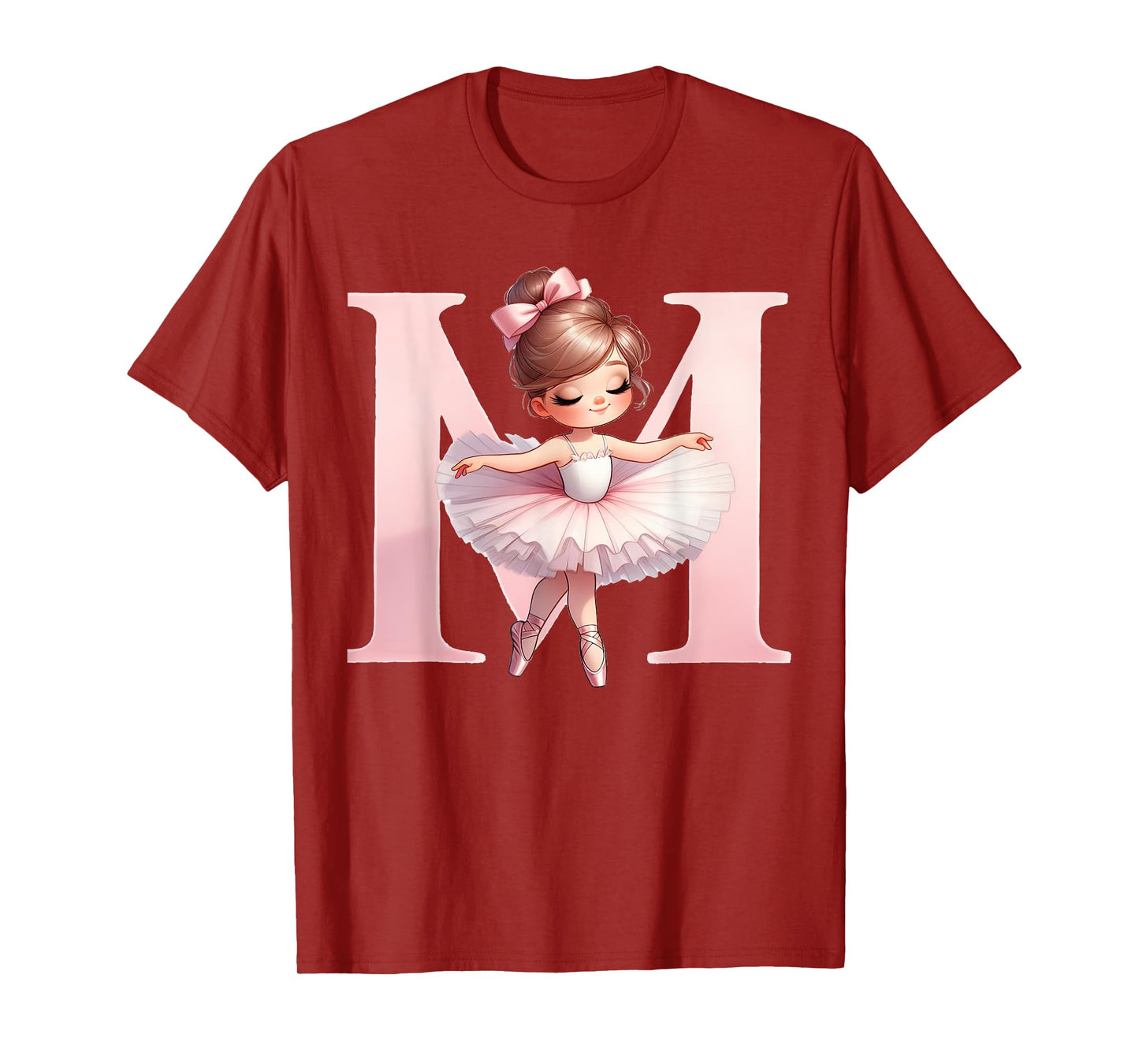 Ballerina Girl Dancing Name First Letter M Girly Tutu Ballet T-Shirt
