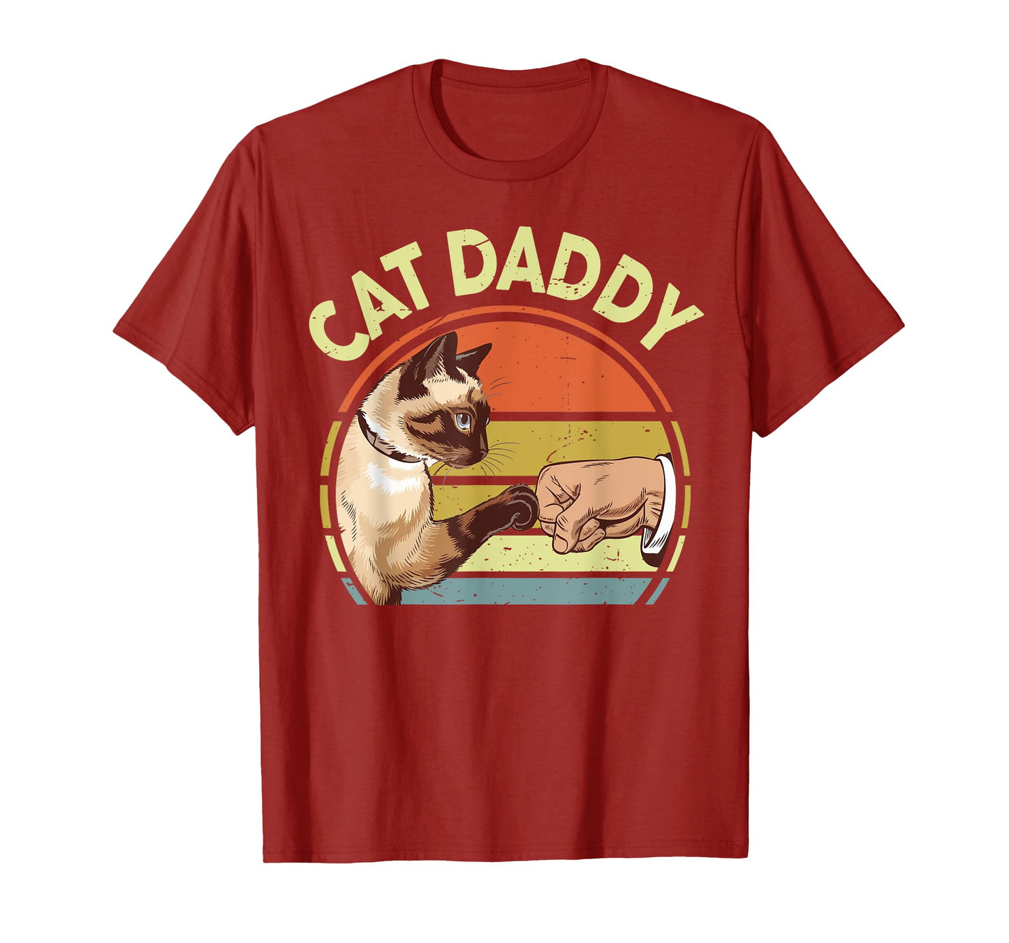 Siamese Cat Daddy Funny Kitten Fist Bump Dad Gift Vintage T-Shirt