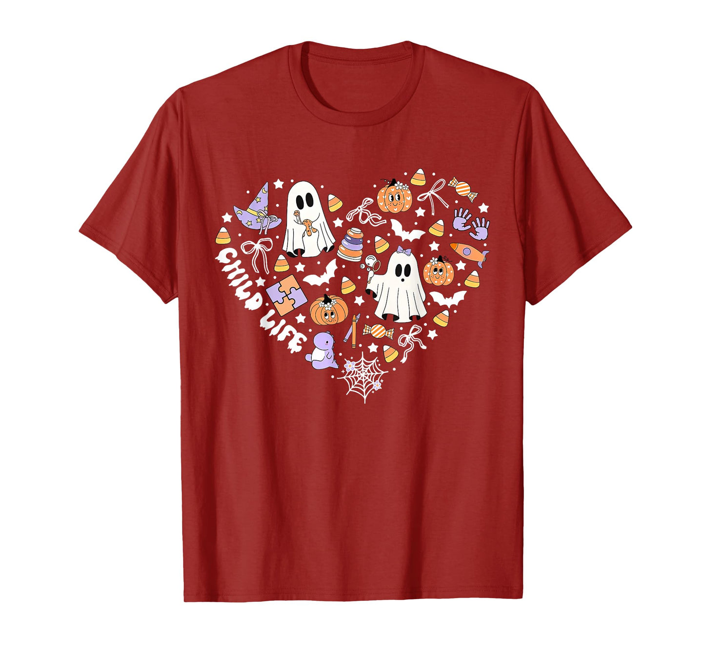 Child Life CLS CCLS Heart Halloween Heart Fall Autumn Ghost T-Shirt