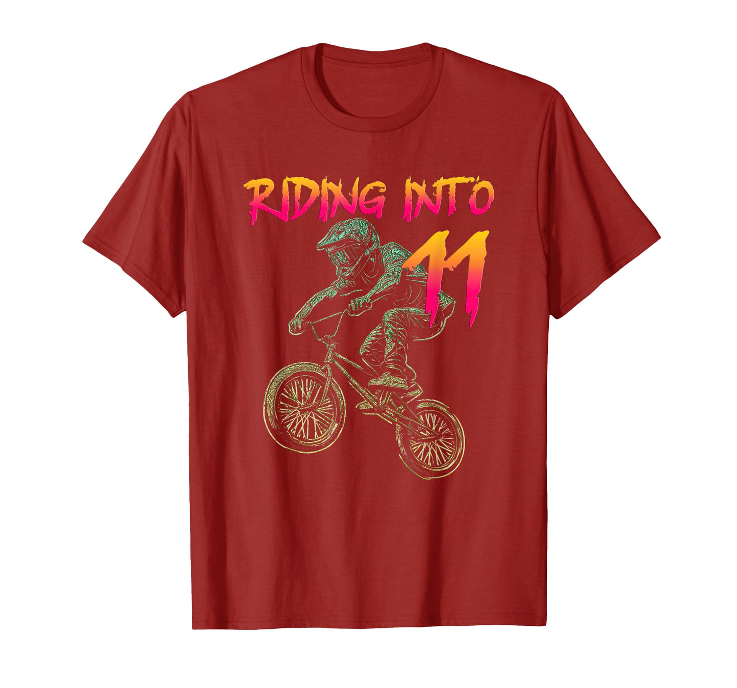 Riding Into 11 Year Old Bmx Birthday Boy Bicycle 11st Bday T-Shirt