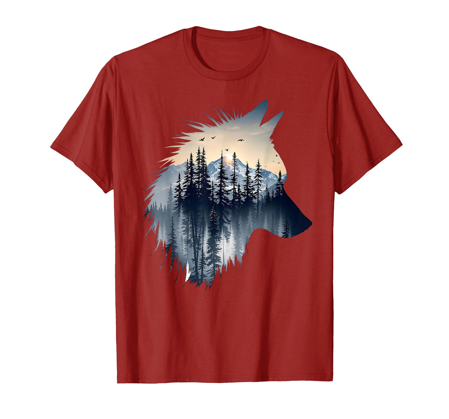 Wolf With Mountain Forest And Wildlife Scene Outdoor T-Shirt