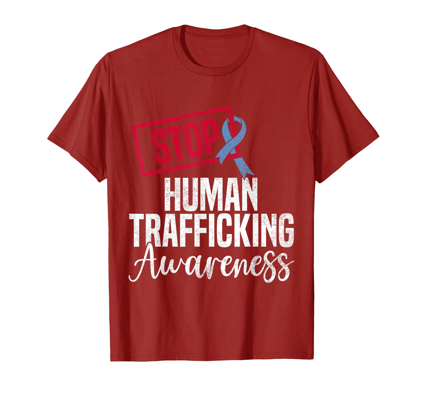 January Human Trafficking Awareness STOP Blue Ribbon T-Shirt