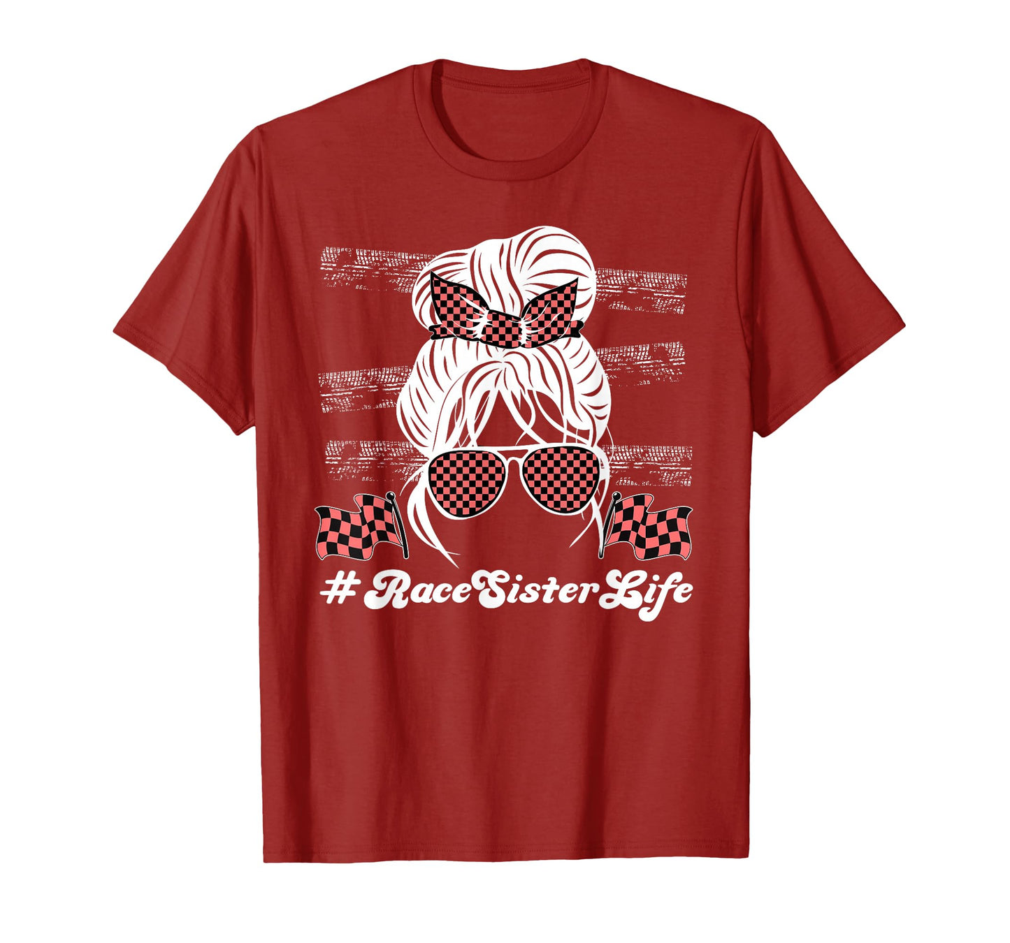 Race Sister Life Racing Sister of A Racer Sis Messy Bun T-Shirt