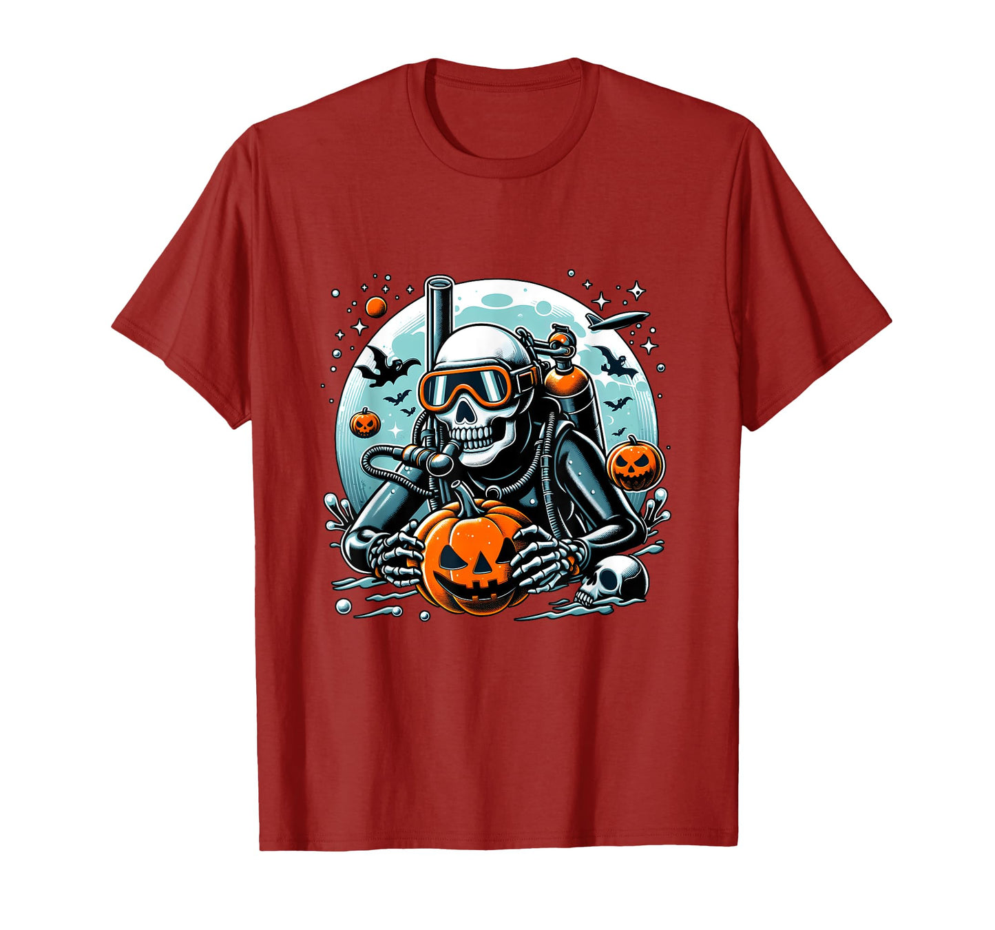 Dive Skeleton Scuba Diving Player Halloween Diver Ocean Life T-Shirt