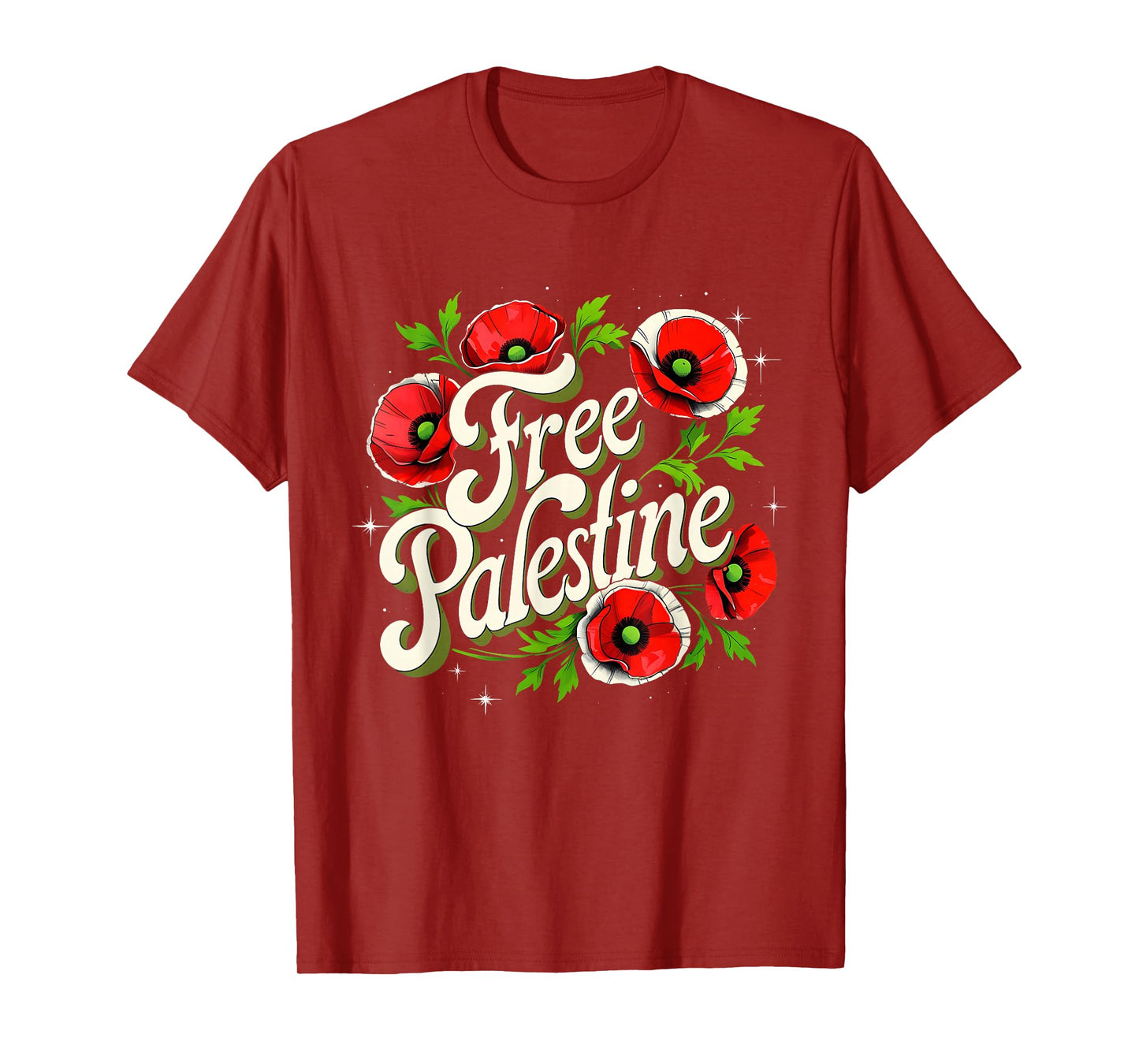 Free Palestine Floral Peace Protest Art Tee T-Shirt