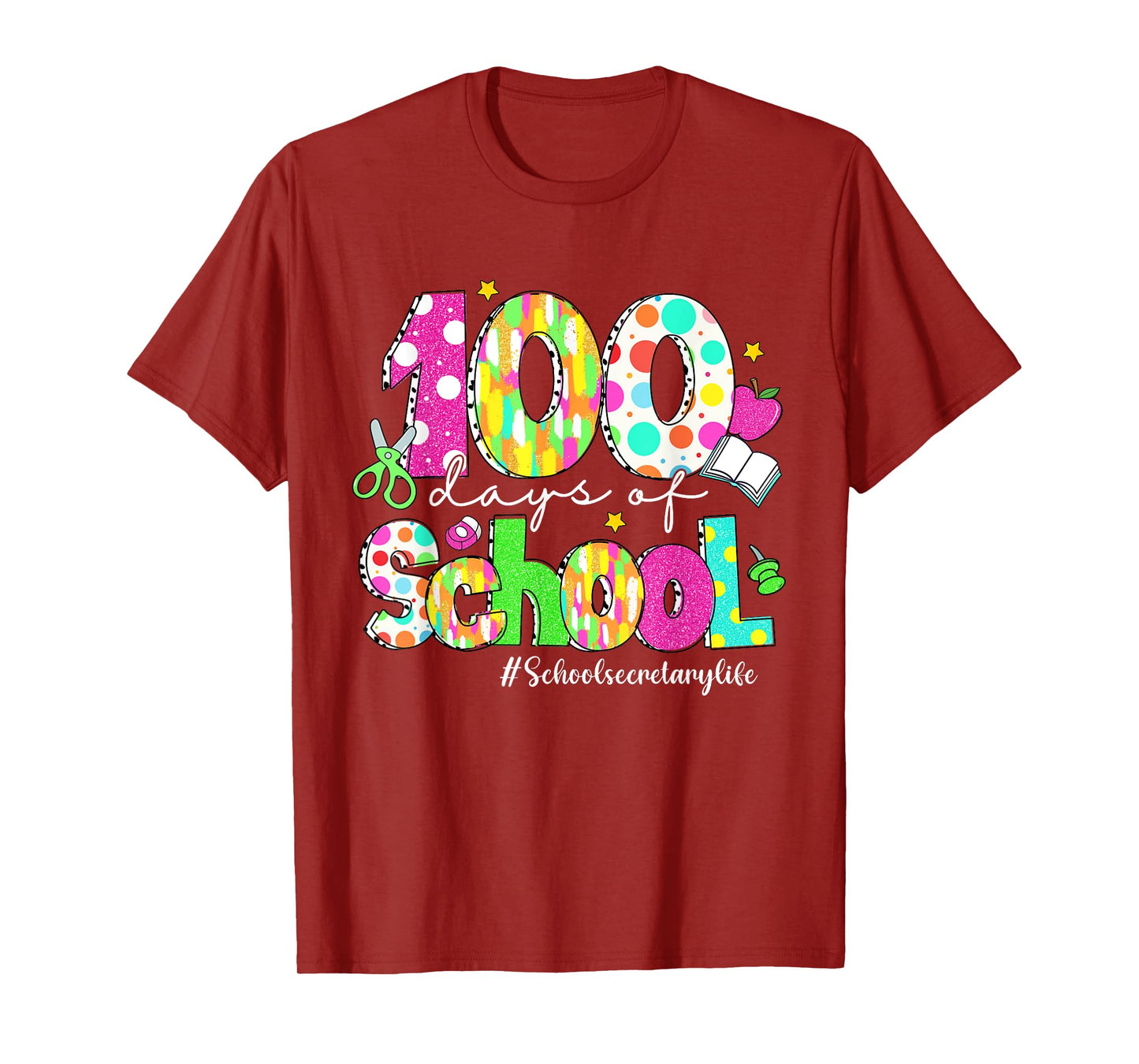 100 Days Of School Brushstroke School Secretary Life T-Shirt