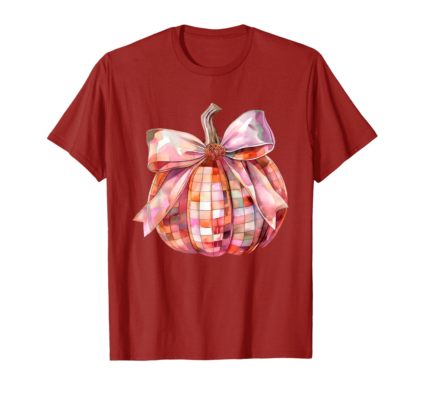Fall Autumn Pink and Orange Disco Ball Pumpkin Halloween T-Shirt