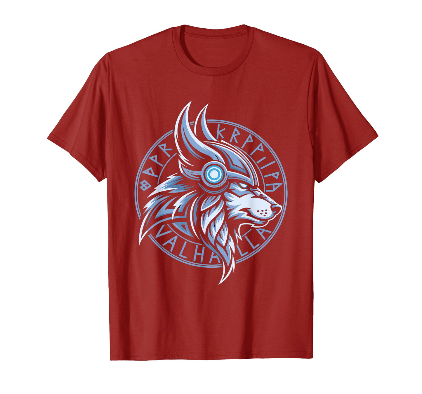 Valhalla Wolf Mask Odin Runes Norse Compass Viking T-Shirt