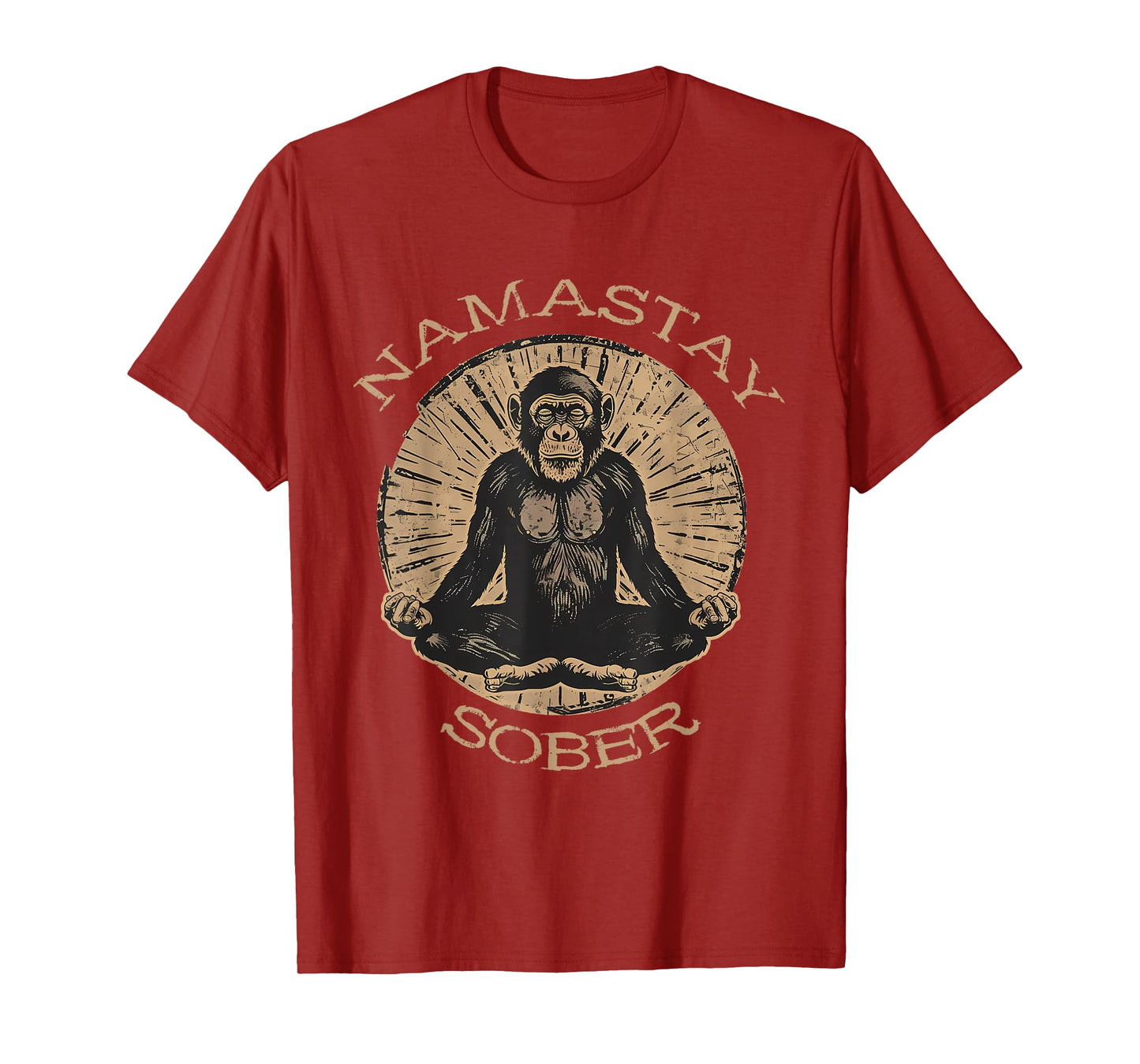 Namastay Sober Monkey Sobriety Mediation Recovery Support T-Shirt