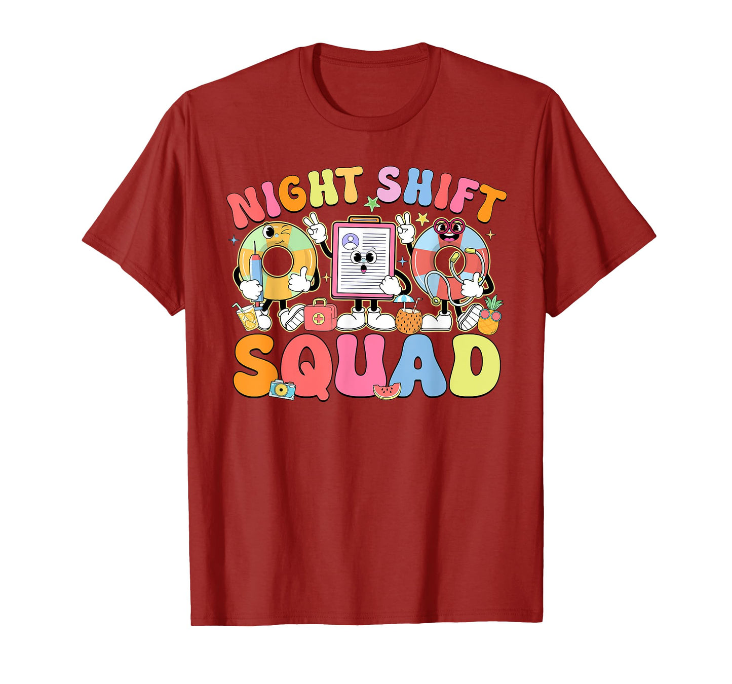 Funny Night Shift Squad Summer Vibes ER Nurse Team T-Shirt