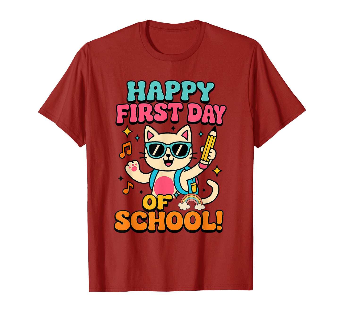 Cute Cat Happy First Day of School Back To School T-Shirt