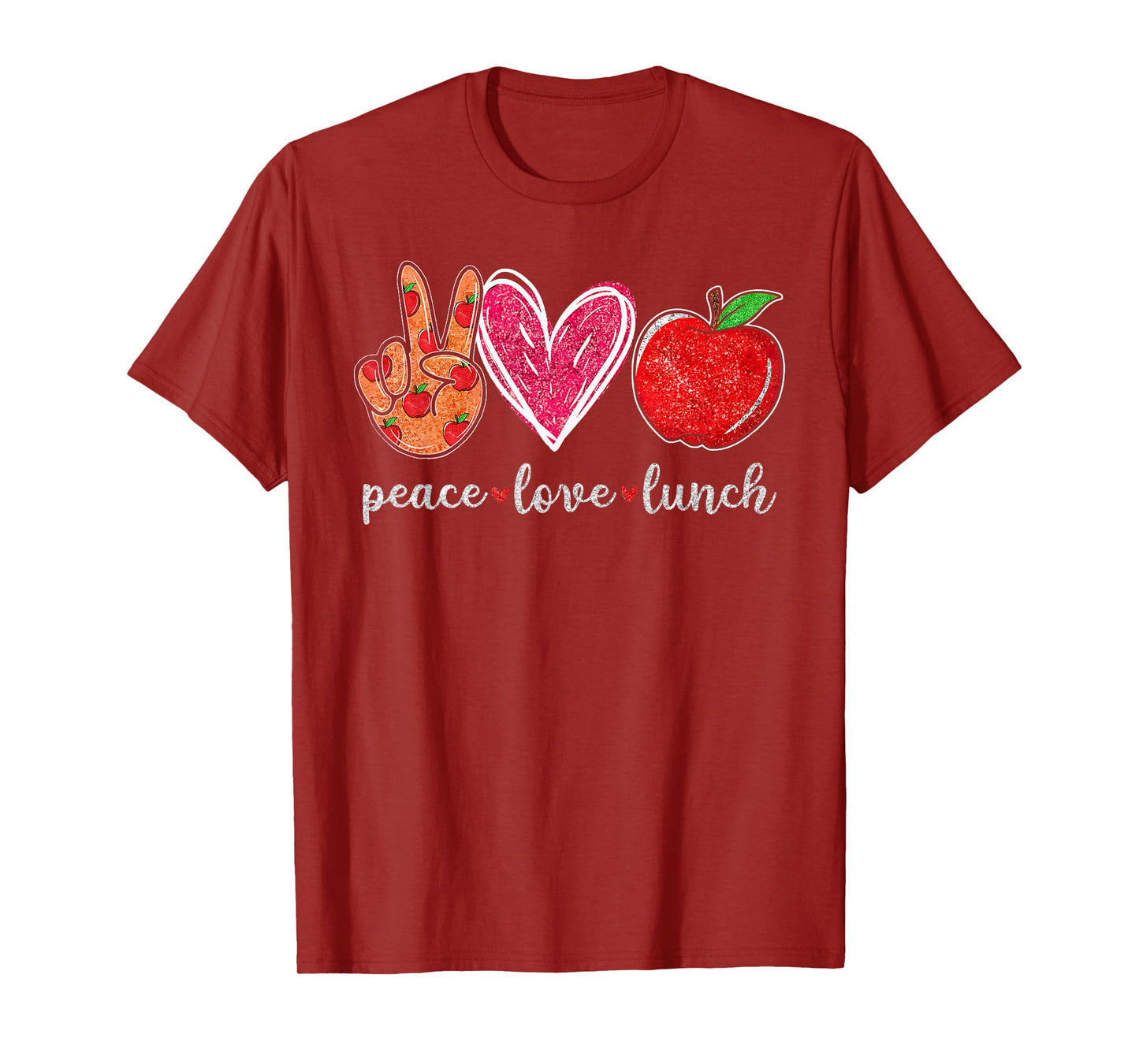 Peace Love Lunch Funny Lunch Lady Womens Food Service School T-Shirt