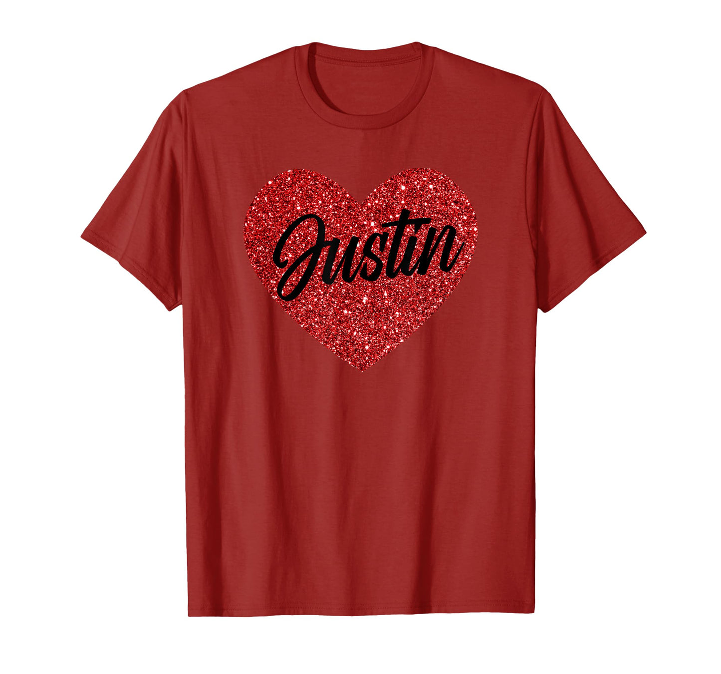 I Love Justin Cute Justin Red Heart for Valentine's Day T-Shirt