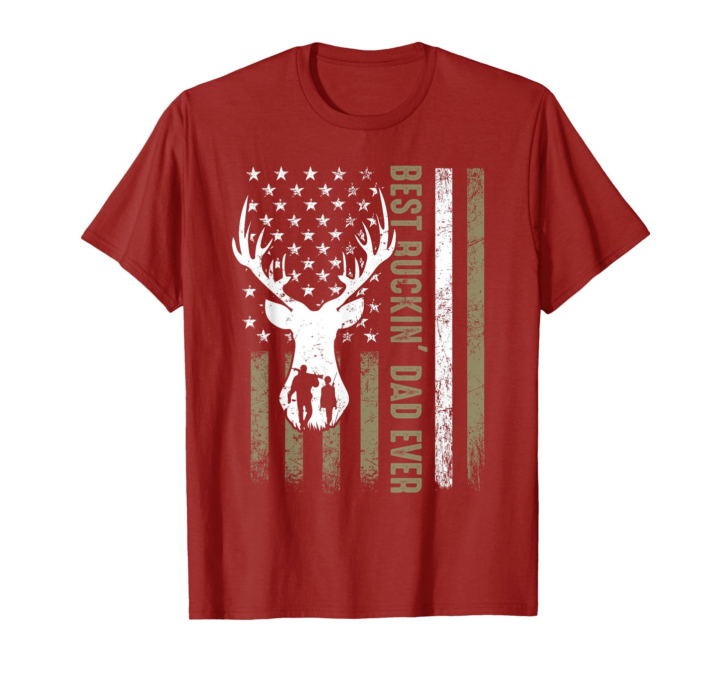 Best Buckin' Dad Ever Deer Hunting Fathers Day American Flag T-Shirt for Women Men