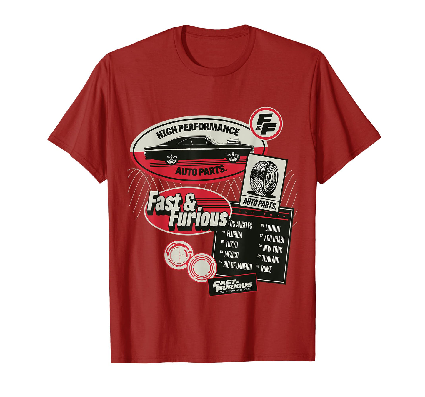 Fast & Furious Movie Merch High Performance Auto Parts T-Shirt