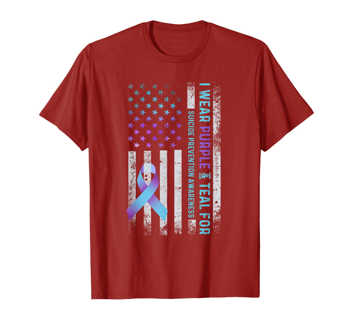 US Flag I Wear Purple and Teal Suicide Prevention Awareness T-Shirt