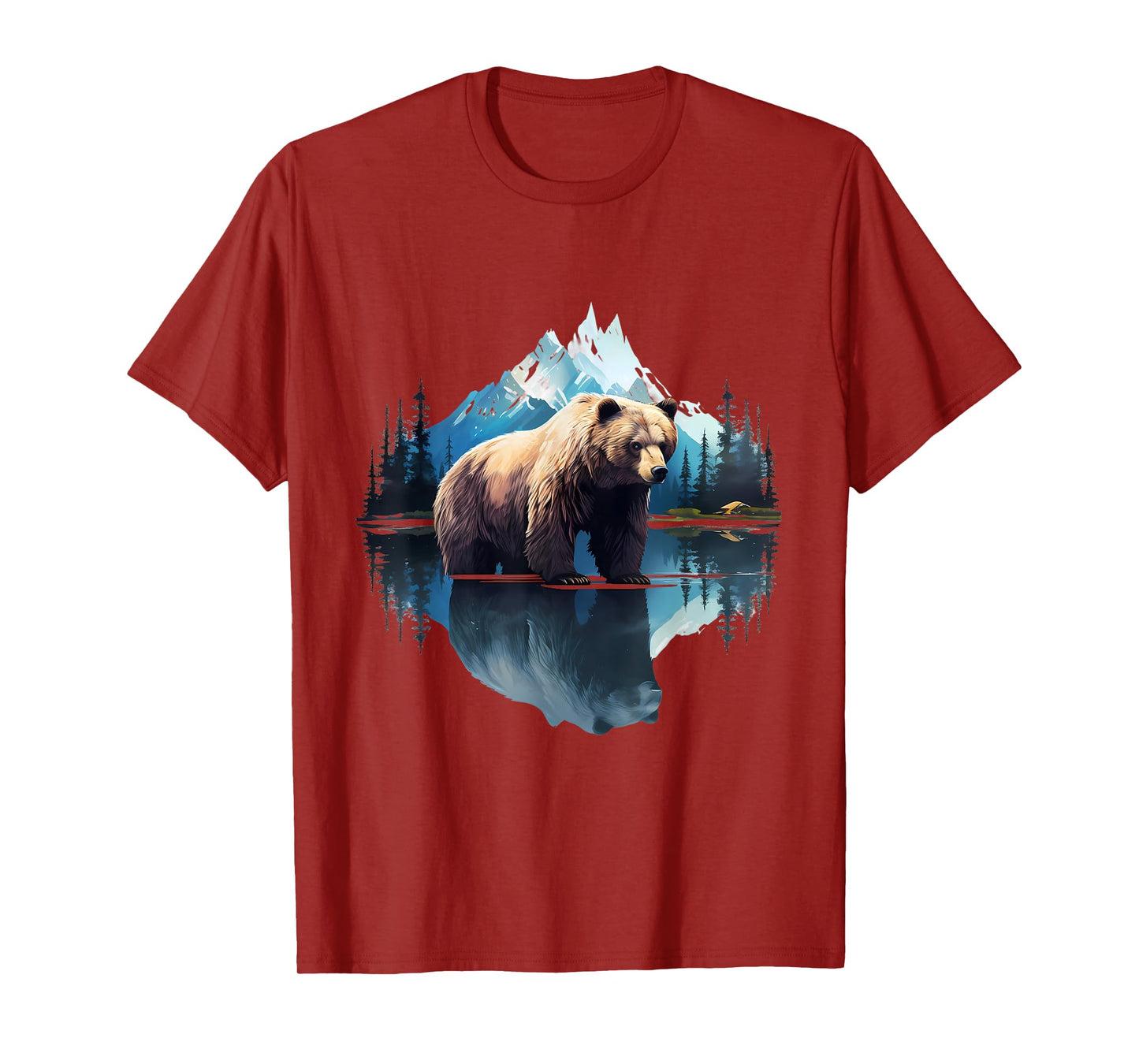 Bear Forest Wildlife Motif Animal Lovers Landscape Artwork T-Shirt