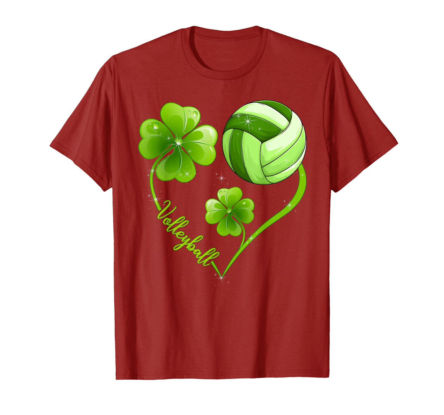 Funny Volleyball Lover Shamrock Leaf Heart St Patrick's Day T-Shirt