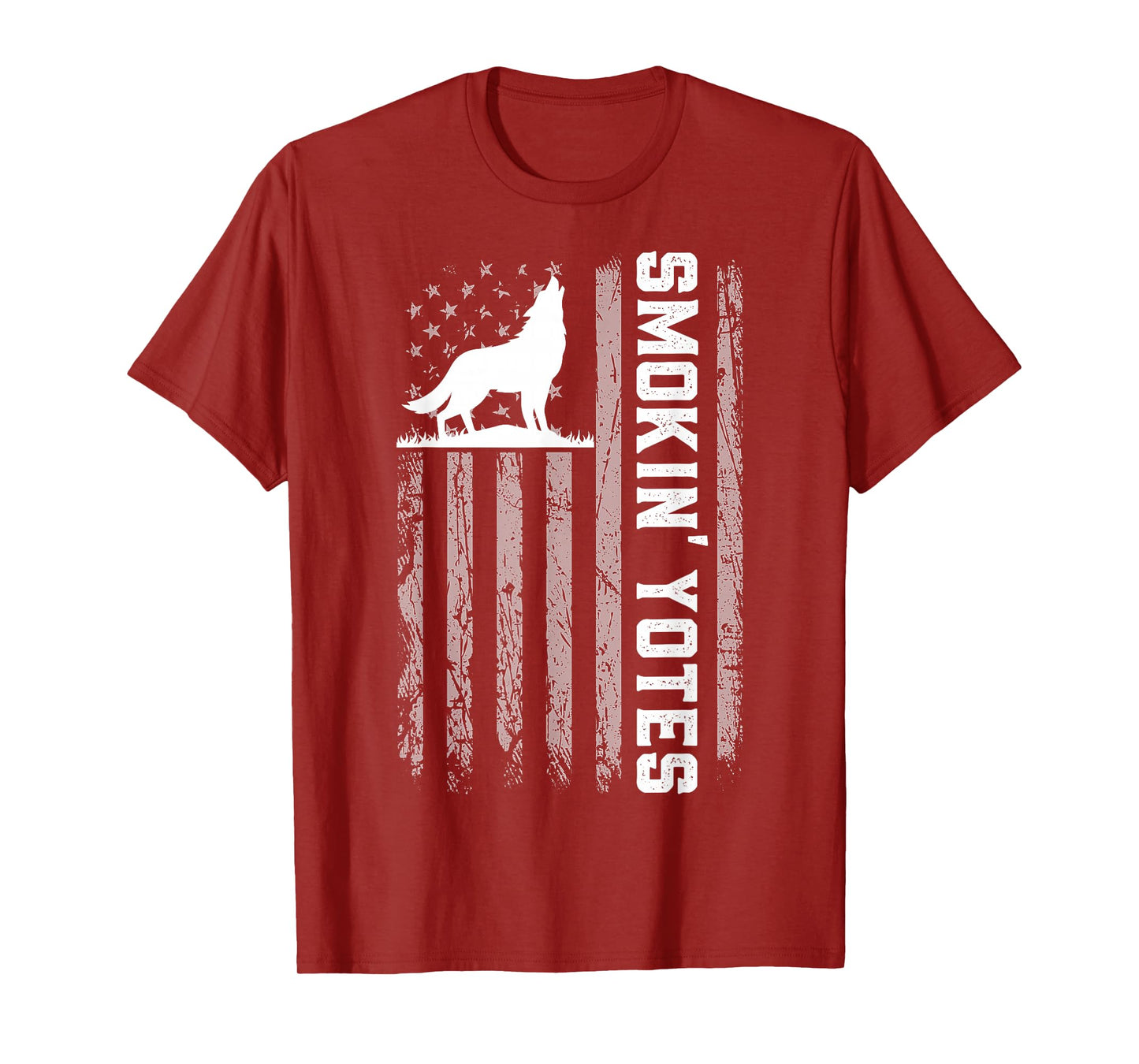 Smokin' Yotes USA Flag Coyote Hunting Patriotic Men Graphic T-Shirt