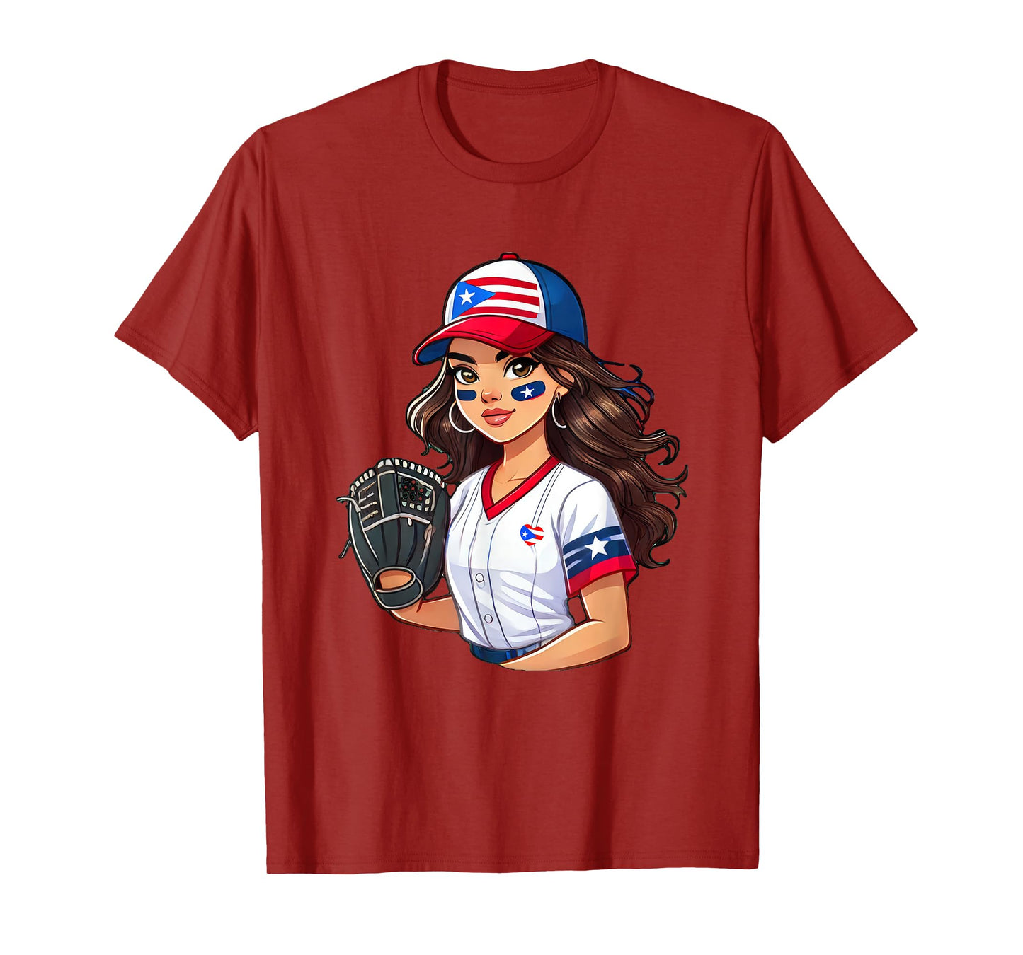 Puerto Rico Softball Womens Baseball Boricua Flag Girl Cool T-Shirt