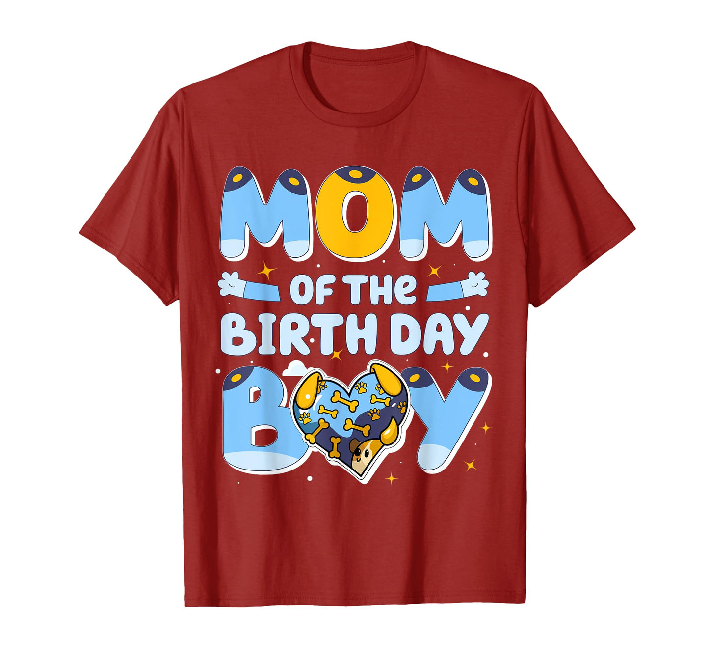 Mom Of The Birthday Boy Funny Blue Dog Family Matching T-Shirt
