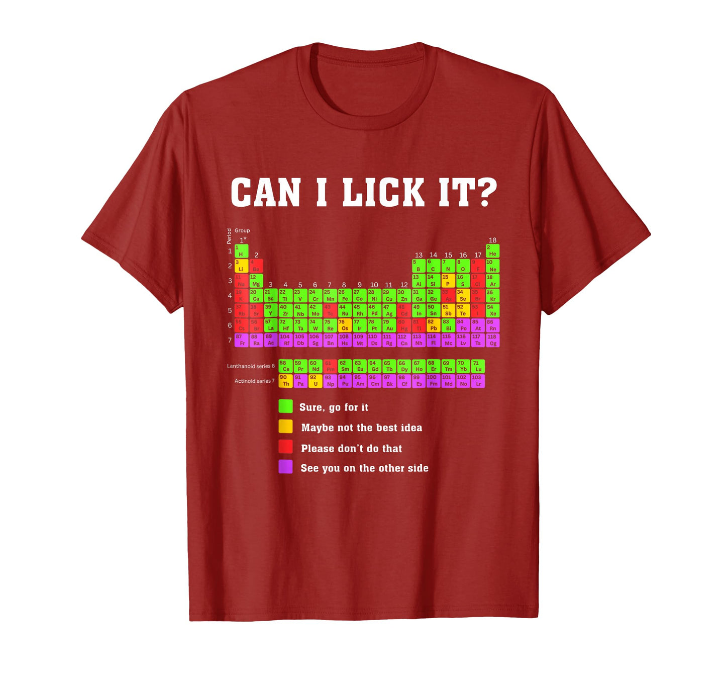 Unique Design Can I Lick It Periodic Table Funny Science T-Shirt