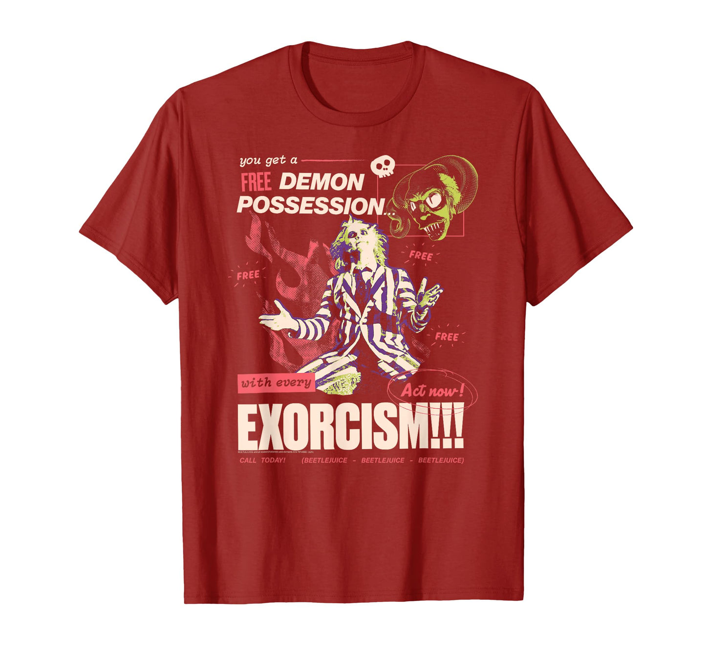 Beetlejuice Free Demon Possession Retro Ad Movie T-Shirt