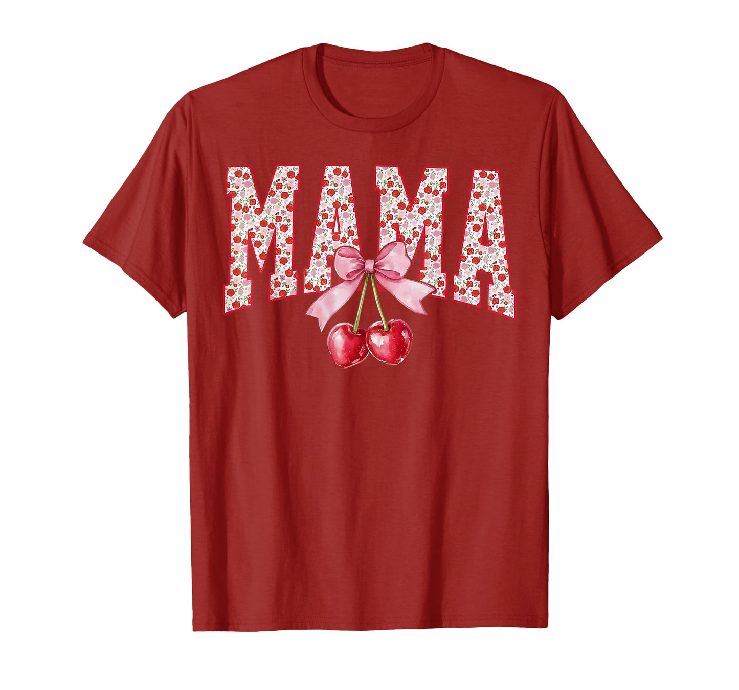 Mama Cherry Floral Happy Mother's Day Mom Life Coquette Bow T-Shirt