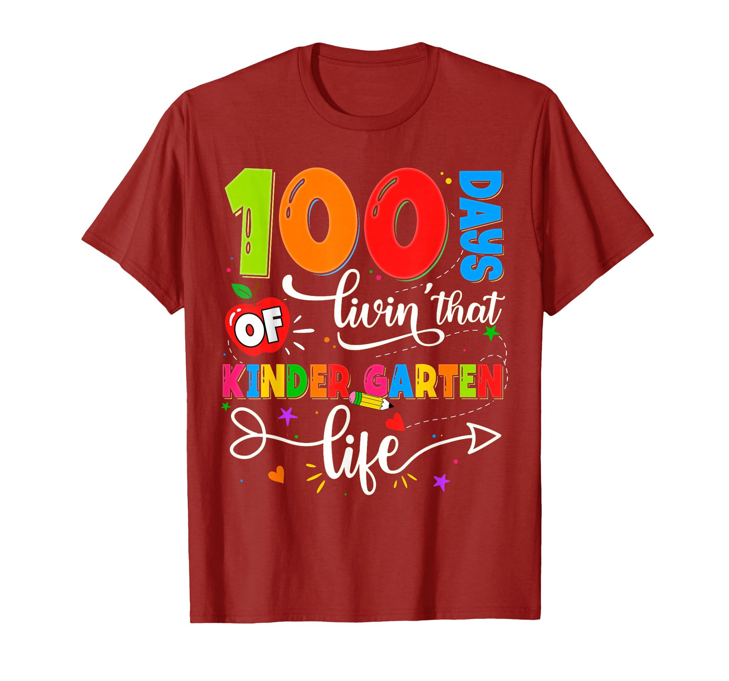 100 Days of Living That Kindergarten Life Boy Girl Teacher T-Shirt