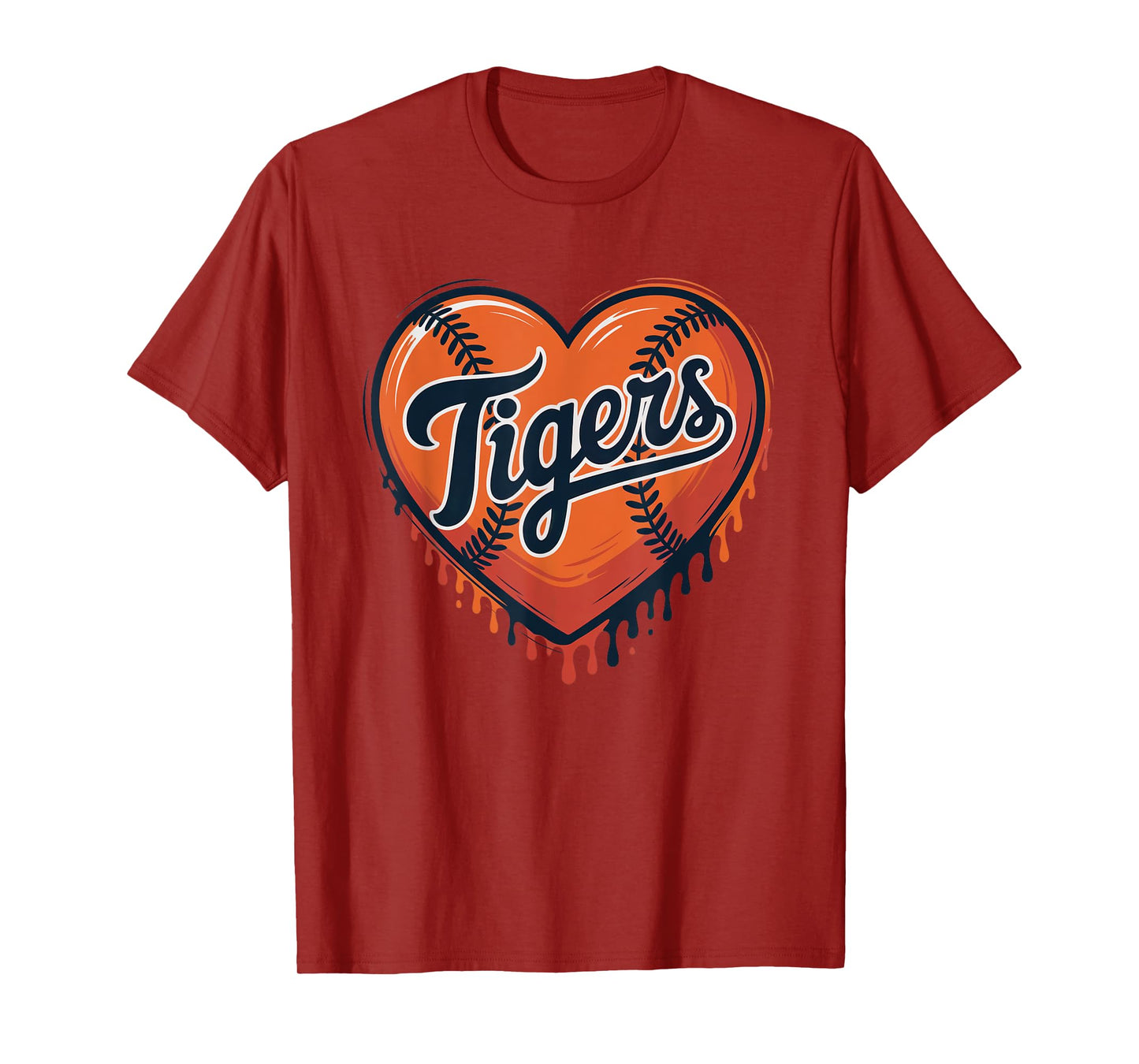 Tigers Baseball Heart Lovers Fan T-Shirt