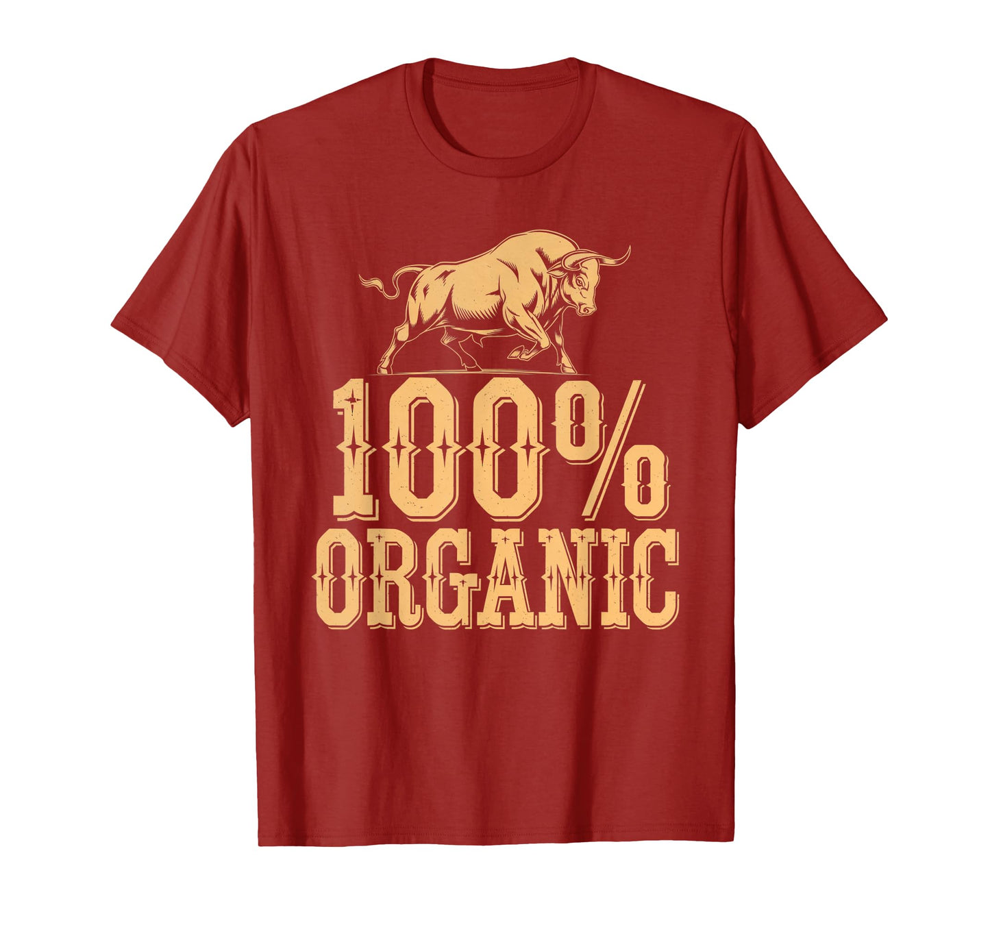 100 Percent Organic Bull Ranch Western Cowboy Graphic T-Shirt
