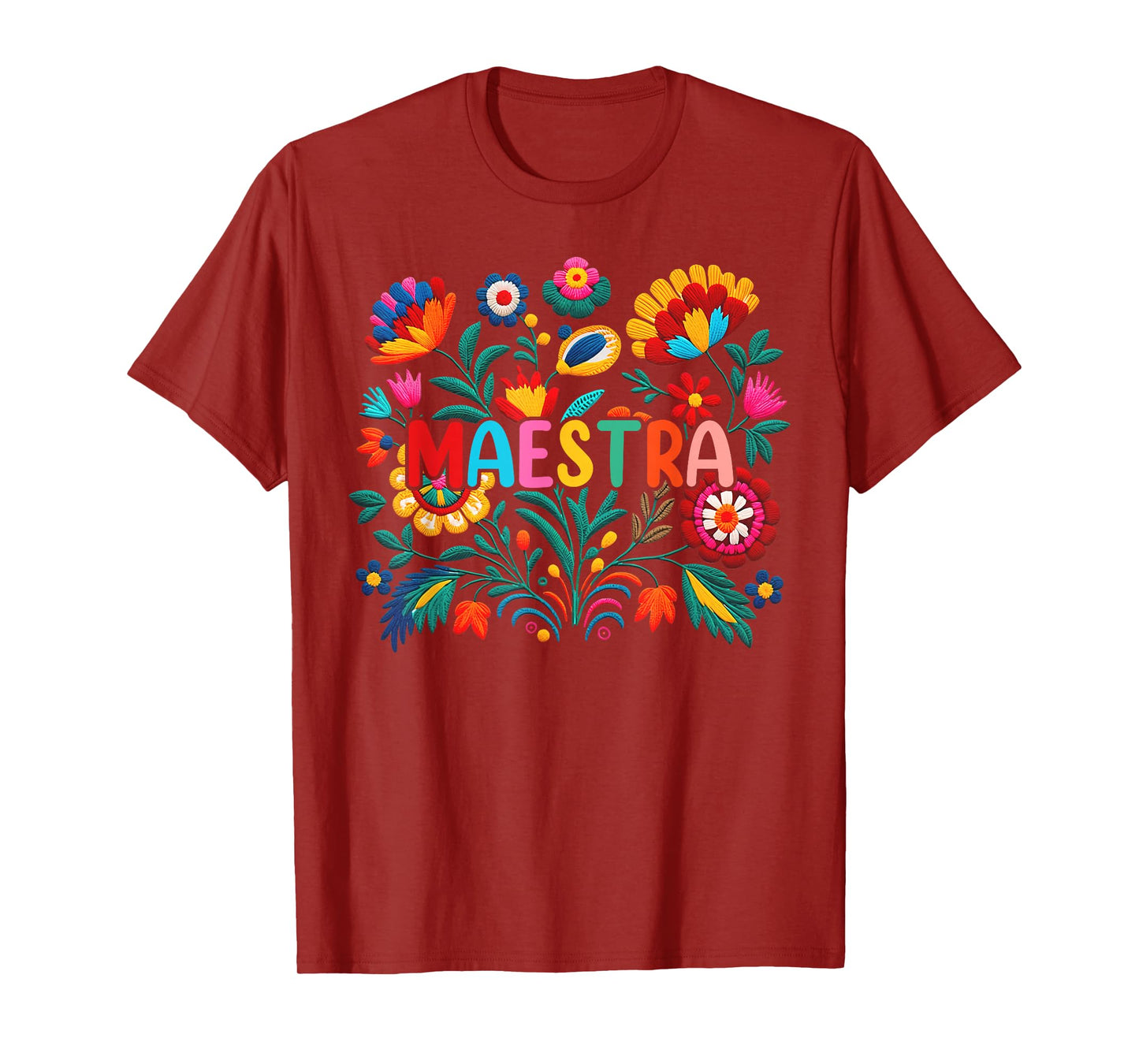 Maestra Flowers Spanish Teacher Cinco De Mayo Funny T-Shirt