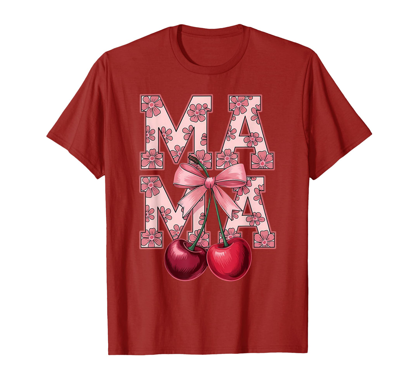Mama Mommy Cherry Happy Mother's Day Mom Life Coquette Bow T-Shirt