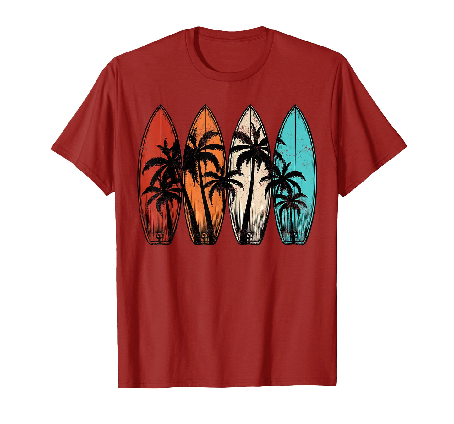 Tropical Hawaiian Surfboards Tropical Palm Tree Beach Vibes T-Shirt